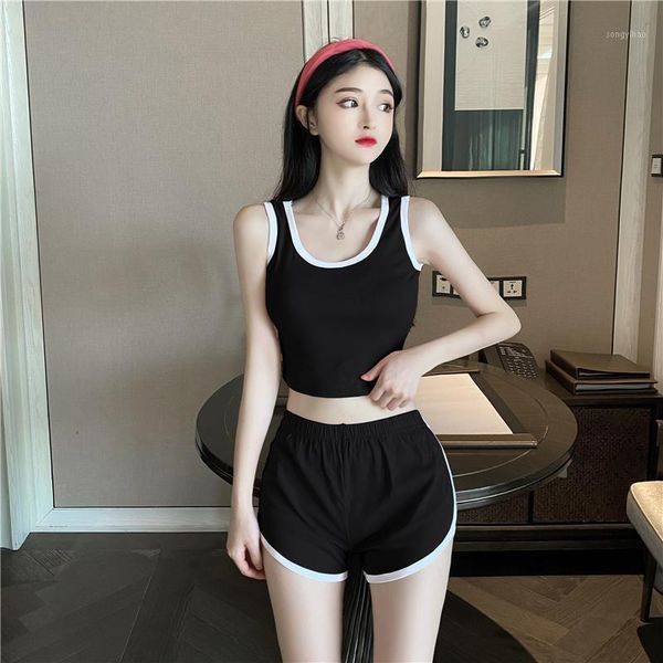 women's tracksuits summer suit 2021 feminine short casual sling + high waist slimming shorts sports two-piece, Gray
women's tracksuits summer suit 2021 feminine short casual sling + high waist slimming shorts sports two-piece, Gray