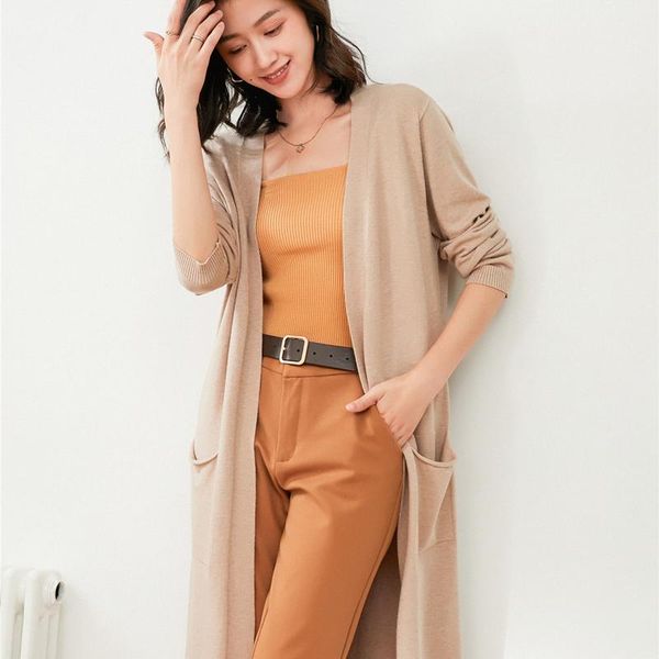 women's wool & blends autumn/winter knitted cardigan women v-neck medium-length sweater coat outside the beat bottom of, Black
women's wool & blends autumn/winter knitted cardigan women v-neck medium-length sweater coat outside the beat bottom of, Black