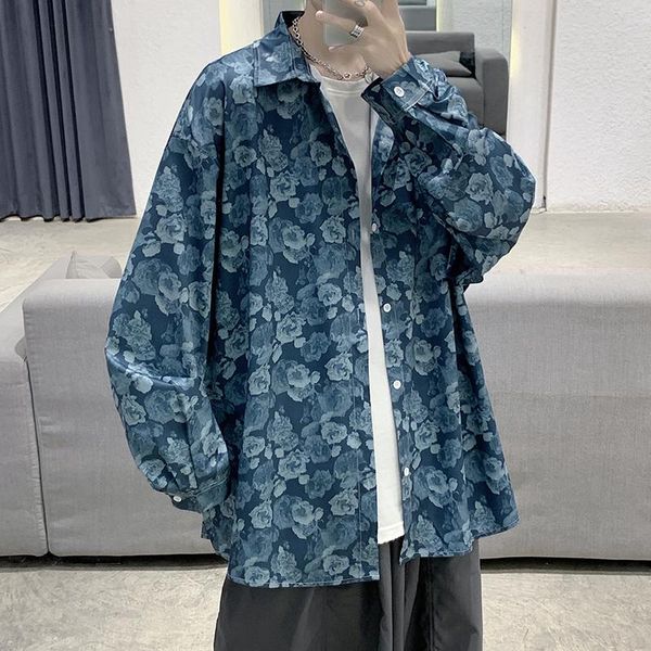 men's casual shirts fashion for men long sleeve floral print shirt autumn mens smooth camisa button lapels collar male loose, White;black
men's casual shirts fashion for men long sleeve floral print shirt autumn mens smooth camisa button lapels collar male loose, White;black