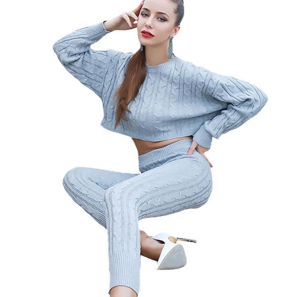 women's tracksuits spring autumn women sweater two piece sets short knit trousers 2 suits loose o-neck navel tight nine pants, Gray
women's tracksuits spring autumn women sweater two piece sets short knit trousers 2 suits loose o-neck navel tight nine pants, Gray
