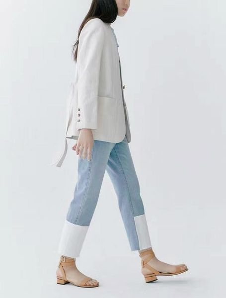 women's jeans 2021 european and american stitching trousers edge straight cropped women pants, Blue
women's jeans 2021 european and american stitching trousers edge straight cropped women pants, Blue