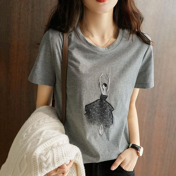 women's t-shirt character round neck simple short sleeve fashion loose fashionable summer tee casual 2021 style, White
women's t-shirt character round neck simple short sleeve fashion loose fashionable summer tee casual 2021 style, White