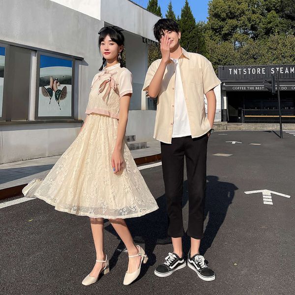 chinese style couple's summer modified cheongsam dress your my skirt short sleeve shirt suit, Black;gray
chinese style couple's summer modified cheongsam dress your my skirt short sleeve shirt suit, Black;gray