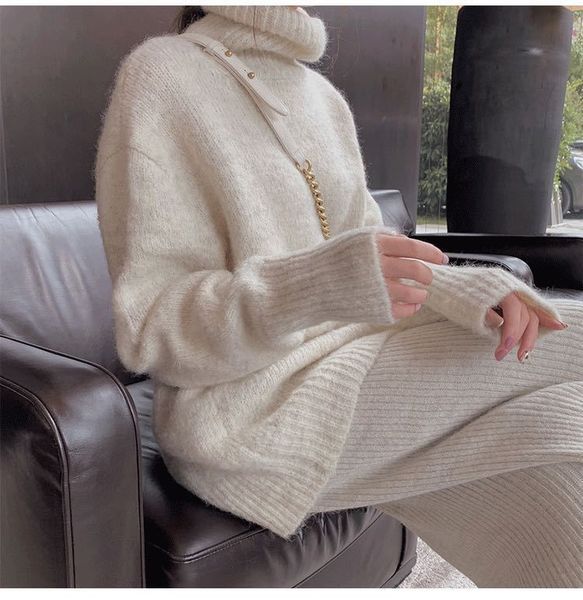 mohair turtleneck sweater women 2021 fall winter new style loose lazy hedging thickened base knit sweater europe and america luxury sweaters, White;black
mohair turtleneck sweater women 2021 fall winter new style loose lazy hedging thickened base knit sweater europe and america luxury sweaters, White;black