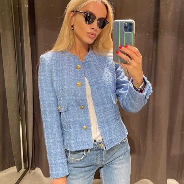 women's jackets 2021 blue textured jacket women vintage long sleeve button up autumn coat feminine chic patch pocket fitted outerwear, Black;brown
women's jackets 2021 blue textured jacket women vintage long sleeve button up autumn coat feminine chic patch pocket fitted outerwear, Black;brown