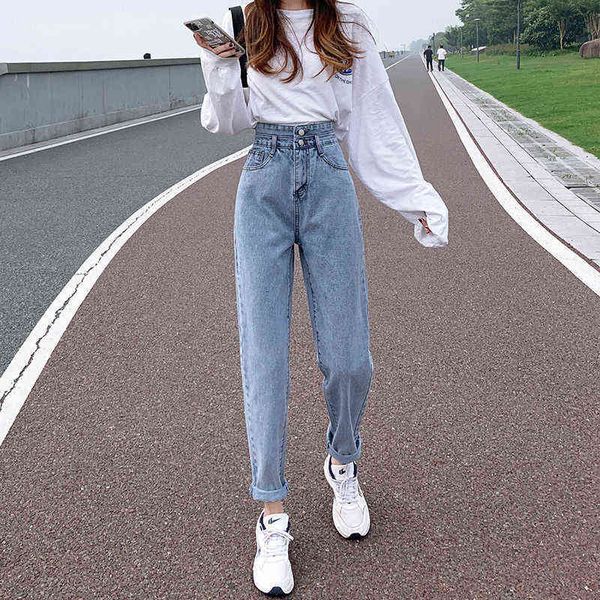 sutimine fashion high waist jeans for girls 2 buttons women oversize pants woman denim trousers female, Blue
sutimine fashion high waist jeans for girls 2 buttons women oversize pants woman denim trousers female, Blue