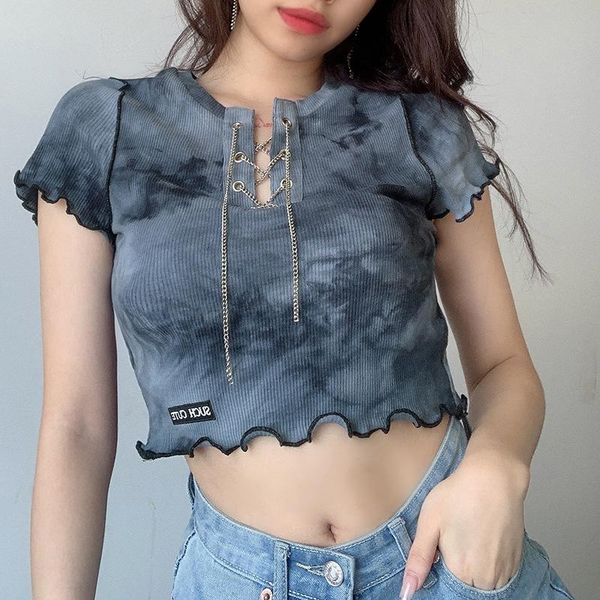 women's t-shirt crop y2k tie dye short for women slim v-neck chain purpler 2021 harajuku streetwear fashion, White
women's t-shirt crop y2k tie dye short for women slim v-neck chain purpler 2021 harajuku streetwear fashion, White