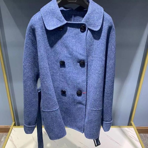 women's wool & blends spring and autumn 2021 slim fit coat double breasted double-sided medium length, Black
women's wool & blends spring and autumn 2021 slim fit coat double breasted double-sided medium length, Black