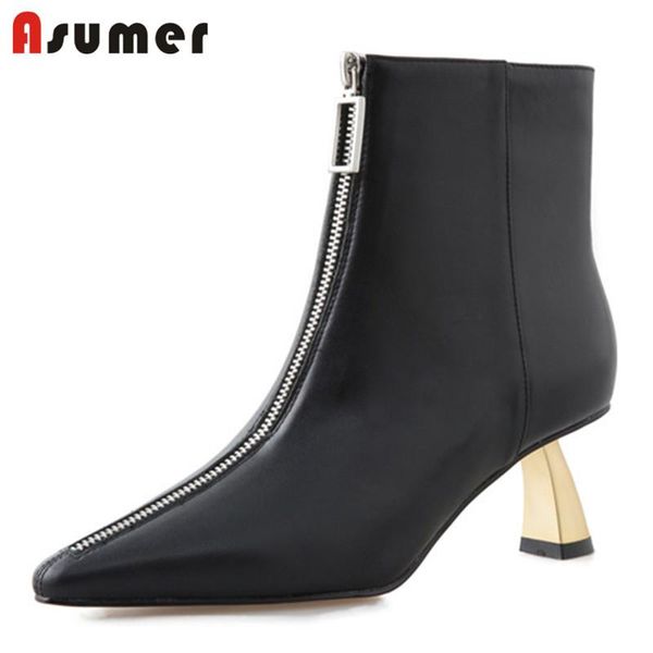 boots asumer genuine leather footwear 2021 ankle women pointed toe zipper high heels party shoes big size 40, Black
boots asumer genuine leather footwear 2021 ankle women pointed toe zipper high heels party shoes big size 40, Black