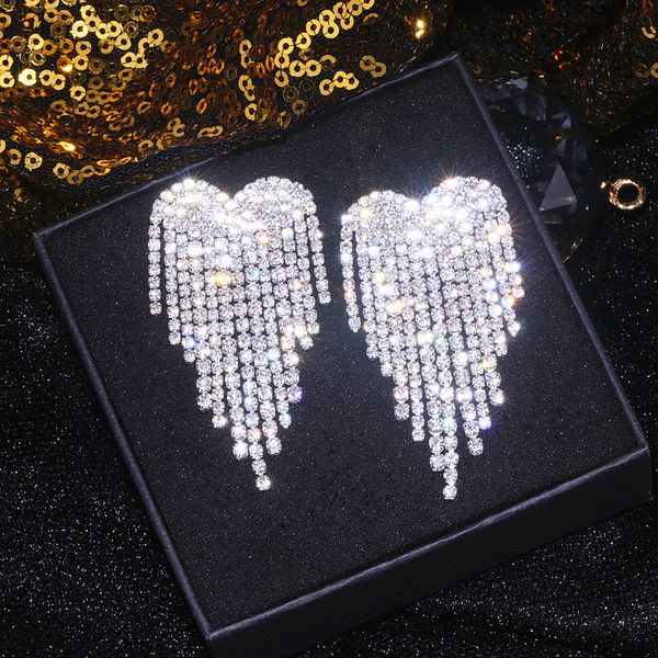 bling glitter rhinestone tassel dangle for women elegant big crystal heart drop earrings wedding earring jewelry accessories, Silver
bling glitter rhinestone tassel dangle for women elegant big crystal heart drop earrings wedding earring jewelry accessories, Silver