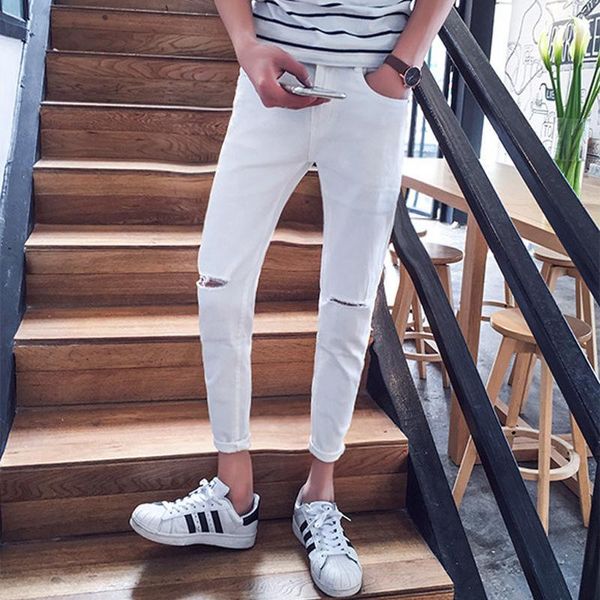 men's pants 2021 youth street ankle long jeans boys ripped holes slim feet summer fashion pencil, Black
men's pants 2021 youth street ankle long jeans boys ripped holes slim feet summer fashion pencil, Black