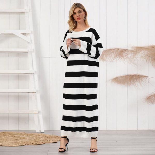 casual dresses women sweater dress long sleeve striped o-neck elegant knitted 2021 winter lady straight loose soft cotton, Black;gray
casual dresses women sweater dress long sleeve striped o-neck elegant knitted 2021 winter lady straight loose soft cotton, Black;gray