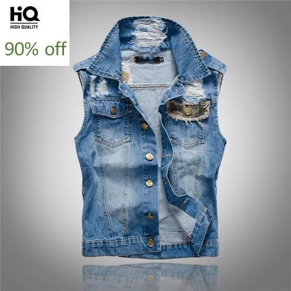 men's vests fashion mes camo patchwork sleeveless denim jacket moto biker hole ripped vest slim fit waistcoat high street cowboy outwea, Black;white
men's vests fashion mes camo patchwork sleeveless denim jacket moto biker hole ripped vest slim fit waistcoat high street cowboy outwea, Black;white