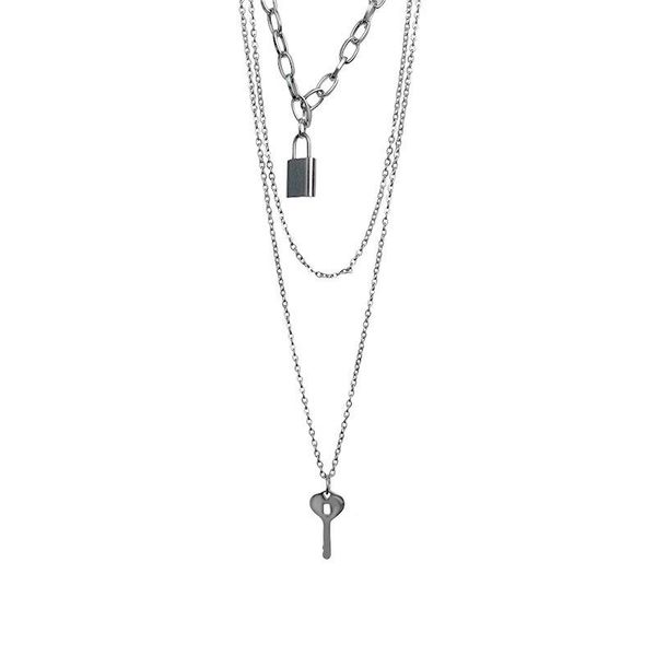 pendant necklaces potcet women's stainless steel double lock key titanium necklace geometric fashion hip hop party jewelry, Silver
pendant necklaces potcet women's stainless steel double lock key titanium necklace geometric fashion hip hop party jewelry, Silver