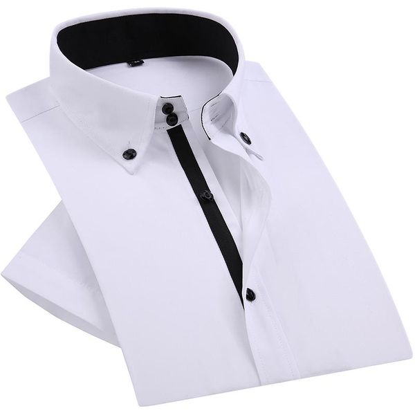 men's casual shirts summer mens dress shirt diamond buttons white short sleeve luxury high collar slim fit stylish business, White;black
men's casual shirts summer mens dress shirt diamond buttons white short sleeve luxury high collar slim fit stylish business, White;black