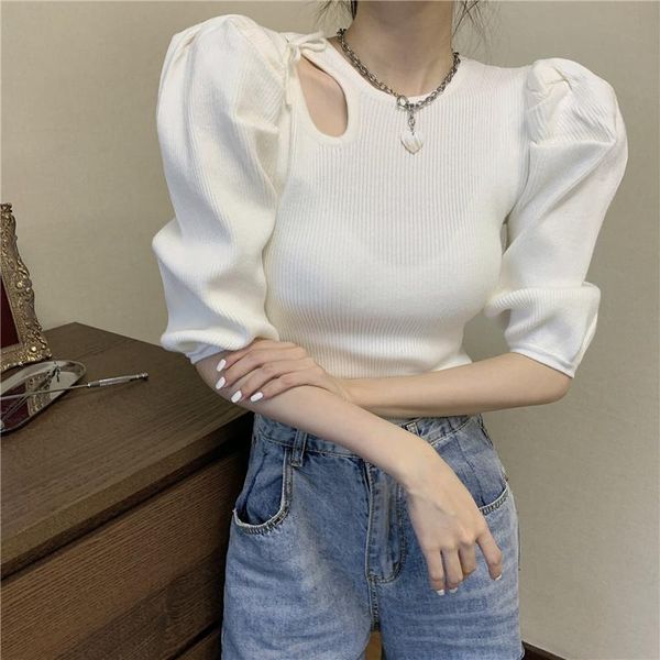 women's sweaters vintage sweater women o neck short puff sleeve hollow out pullover slim warm knitted pull femme sueter, White;black
women's sweaters vintage sweater women o neck short puff sleeve hollow out pullover slim warm knitted pull femme sueter, White;black