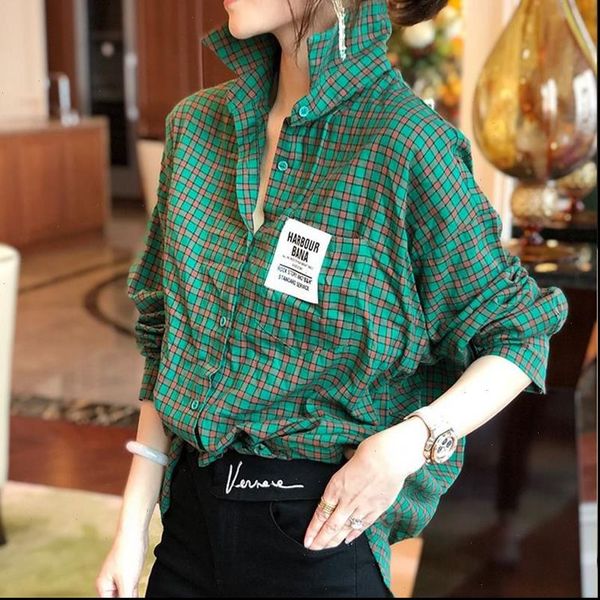 womens shirt spring autumn korea fashion women long sleeve plaid shirts all matched casual turn down collar loose green blouses, White
womens shirt spring autumn korea fashion women long sleeve plaid shirts all matched casual turn down collar loose green blouses, White