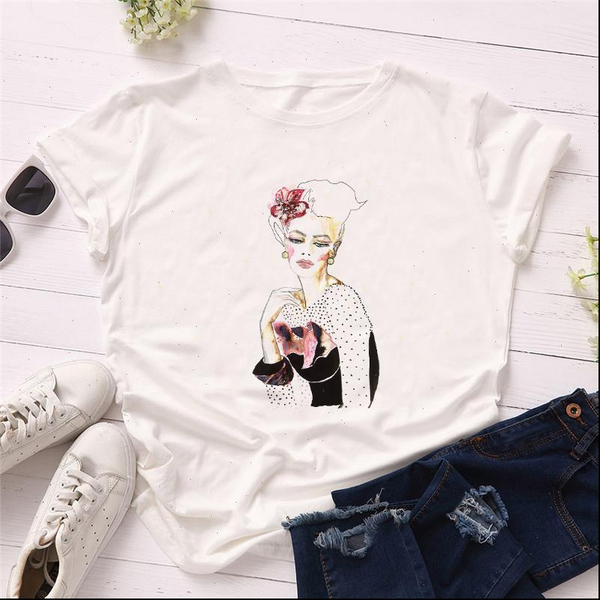womens t shirts shirt summer women short sleeve tshirts floral simple line print vogue female aesthetics tee, White
womens t shirts shirt summer women short sleeve tshirts floral simple line print vogue female aesthetics tee, White