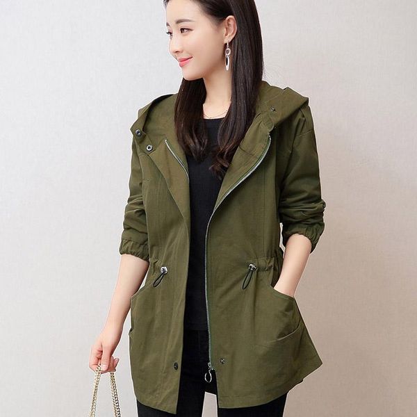 women's trench coats fashion short coat large size with hood parker casual waist loose thin ladies spring autumn, Tan;black
women's trench coats fashion short coat large size with hood parker casual waist loose thin ladies spring autumn, Tan;black