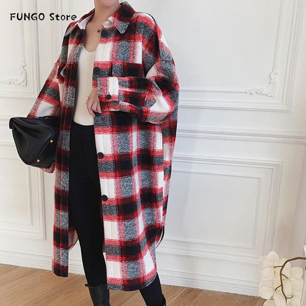 two colors women plaid long jacket woolen sleeve casual autumn winter female coat women's wool & blends, Black
two colors women plaid long jacket woolen sleeve casual autumn winter female coat women's wool & blends, Black
