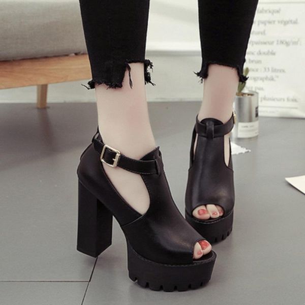 sandals fashion fish mouth shoes summer hollow black word buckle super high heel 12 cm ladies with waterproof platform.
sandals fashion fish mouth shoes summer hollow black word buckle super high heel 12 cm ladies with waterproof platform.