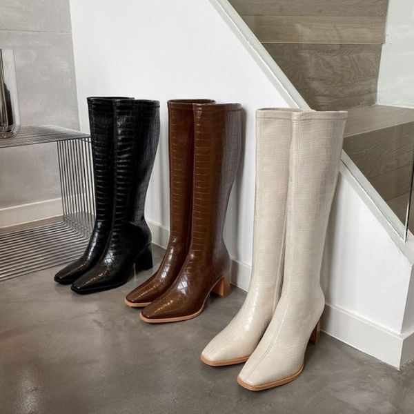 women high heel boots stone pattern thick heel woman winter long boots fashion shoes women footwear size 33-40, Black
women high heel boots stone pattern thick heel woman winter long boots fashion shoes women footwear size 33-40, Black