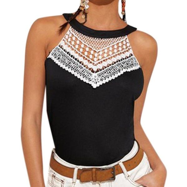 women's t-shirt sleeveless women 2021 fashion black laca patchwork female ladies vest, White
women's t-shirt sleeveless women 2021 fashion black laca patchwork female ladies vest, White