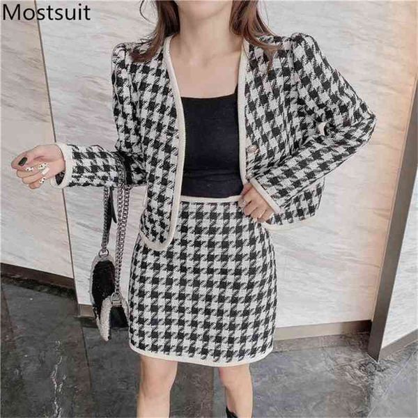 houndstooth tweed ladies two piece skirt sets women autumn winter coat + high waist a-line suits vintage fashion 210513, White
houndstooth tweed ladies two piece skirt sets women autumn winter coat + high waist a-line suits vintage fashion 210513, White