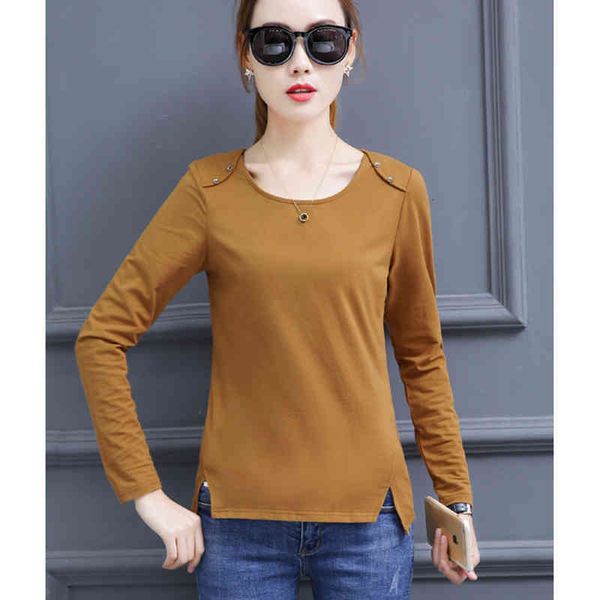 women's t-shirt shintimes plus size cotton t women autumn korean button long sleeve womens clothing casual tee femme ropa wod, White
women's t-shirt shintimes plus size cotton t women autumn korean button long sleeve womens clothing casual tee femme ropa wod, White