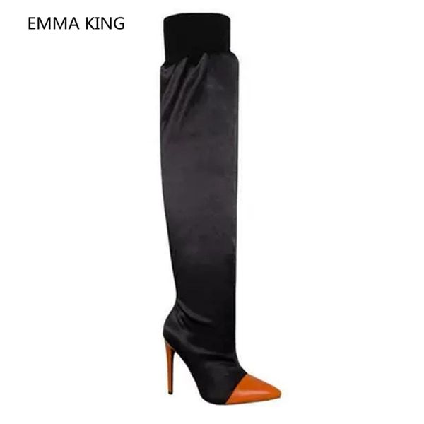 over runway fashion the knee boots women pointed toe patchwork high heels winter warm ladies shoes thigh cowboy botas, Black
over runway fashion the knee boots women pointed toe patchwork high heels winter warm ladies shoes thigh cowboy botas, Black