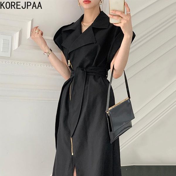 women's vests korejpaa women jacket 2021 autumn korean chic elegant temperament suit collar zipper design tie waist sleeveless vest coa, Black;white
women's vests korejpaa women jacket 2021 autumn korean chic elegant temperament suit collar zipper design tie waist sleeveless vest coa, Black;white