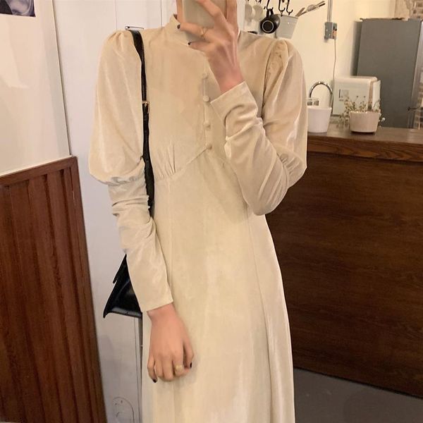 casual dresses autumn women vintage elegant lantern sleeve a-line dress female stand collar slim waist velvet midi vestdios, Black;gray
casual dresses autumn women vintage elegant lantern sleeve a-line dress female stand collar slim waist velvet midi vestdios, Black;gray
