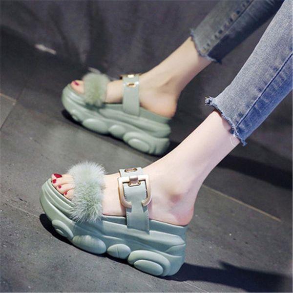 chunky 9cm wedge heel platform women slippers fashion white fur buckle summer thick sole open toe beach slides sandalias mujer, Black
chunky 9cm wedge heel platform women slippers fashion white fur buckle summer thick sole open toe beach slides sandalias mujer, Black