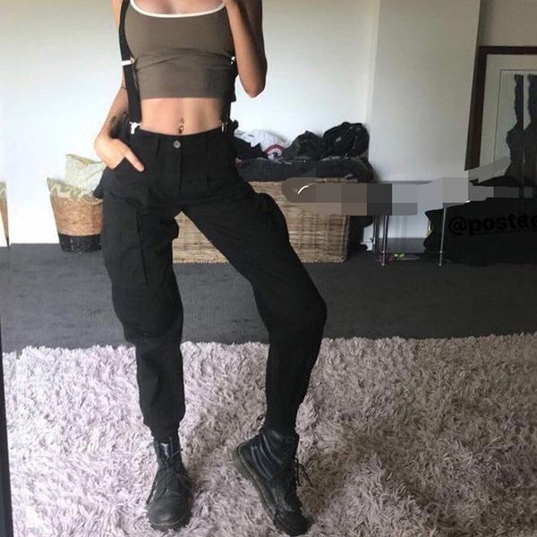 women's pants & capris women black streetwear high waist adjustable strrp cargo womens fashion pencil trousers pantalones jogger ins, Black;white
women's pants & capris women black streetwear high waist adjustable strrp cargo womens fashion pencil trousers pantalones jogger ins, Black;white
