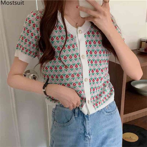 summer vintage floral knitted t-shirt women elegant short sleeve beading single-breasted tshirt outwear korean 210513, White
summer vintage floral knitted t-shirt women elegant short sleeve beading single-breasted tshirt outwear korean 210513, White