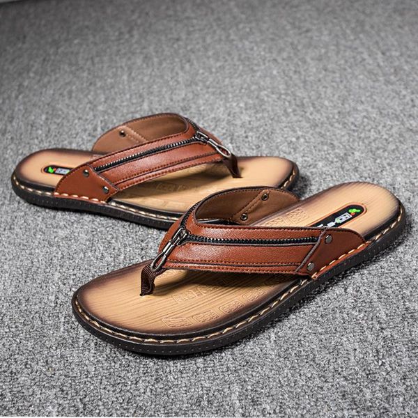 slippers men luxury summer genuine leather flip flops cowhide anti-slip slipper shoes beach, Black
slippers men luxury summer genuine leather flip flops cowhide anti-slip slipper shoes beach, Black