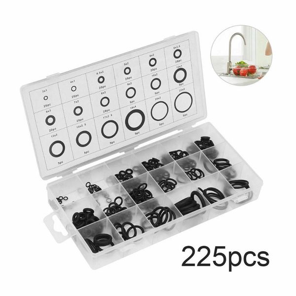 bath accessory set 225pcs rubber o-ring seal tap washers gasket assorted plumbing black o rings 22*11.2*3cm
bath accessory set 225pcs rubber o-ring seal tap washers gasket assorted plumbing black o rings 22*11.2*3cm