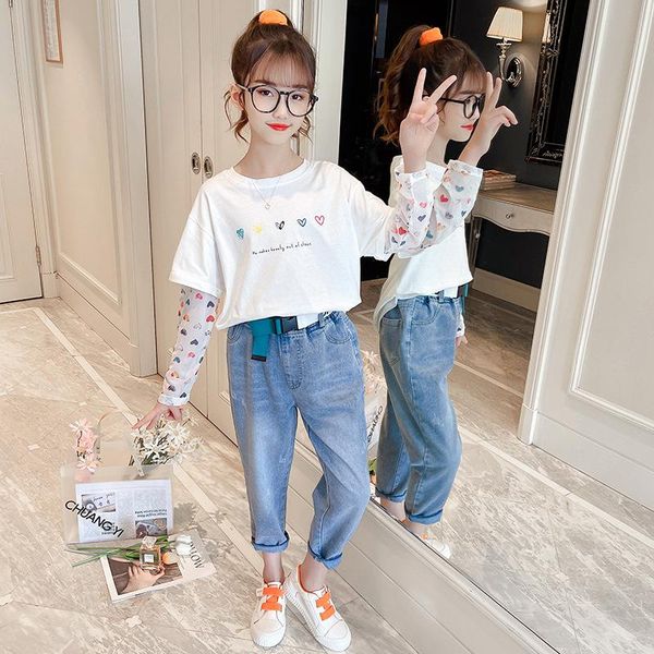 clothing sets 9 10 13 years old girl summer clothes teenage girls 2piece suit sun protection sleeve stitching short jeans pants, White
clothing sets 9 10 13 years old girl summer clothes teenage girls 2piece suit sun protection sleeve stitching short jeans pants, White