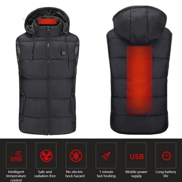 men's vests winter electric heated vest jacket men women warm usb charging cotton smart heating hooded waistcoat, Black;white
men's vests winter electric heated vest jacket men women warm usb charging cotton smart heating hooded waistcoat, Black;white