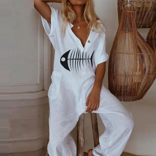 2011summer short sleeve eyelash print jumpsuit casual women cotton linen playsuits 2021 v neck button loose overalls romper bodysuit, Black;white
2011summer short sleeve eyelash print jumpsuit casual women cotton linen playsuits 2021 v neck button loose overalls romper bodysuit, Black;white