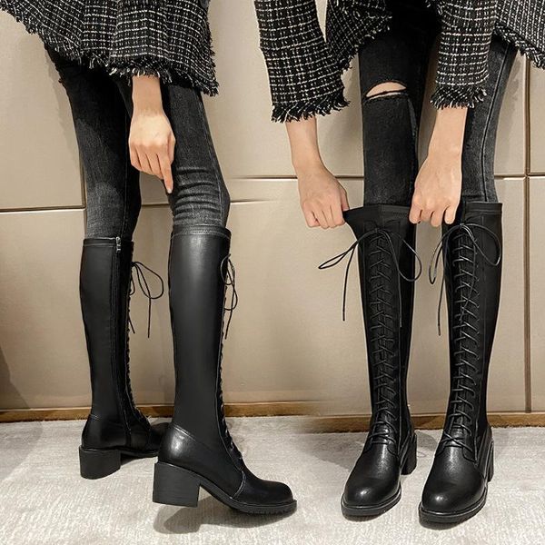 boots 2021 winter long boot shoes women white lace up zip height increasing pu leather plush botas mujer, Black
boots 2021 winter long boot shoes women white lace up zip height increasing pu leather plush botas mujer, Black