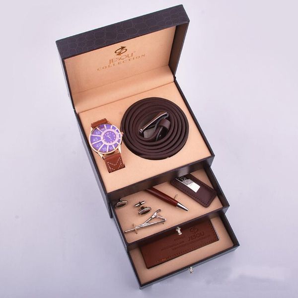 wristwatches men luxury gift set fashion business watch leather wallet belt men's cufflinks tie clip keychain ballpoint pen present for, Slivery;brown
wristwatches men luxury gift set fashion business watch leather wallet belt men's cufflinks tie clip keychain ballpoint pen present for, Slivery;brown