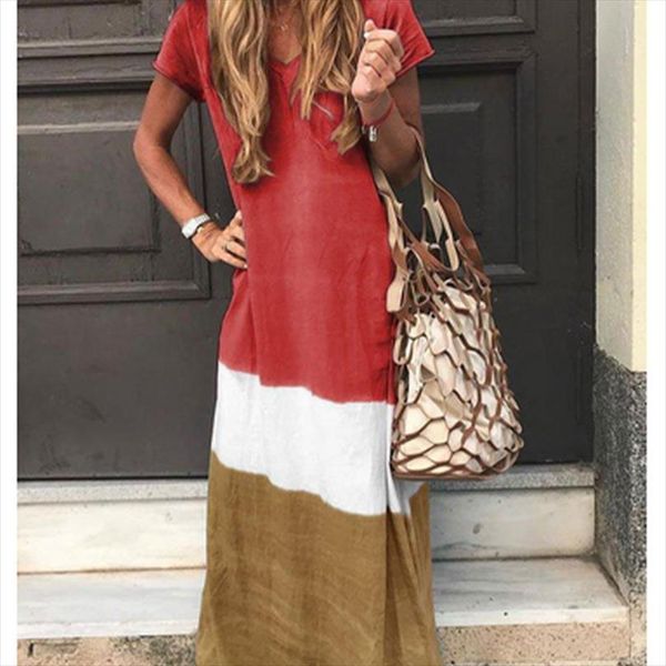 summer fashion three color stitching womens dress hanging dye printing one piece long women loose casual short sleeve v neck, Black;gray
summer fashion three color stitching womens dress hanging dye printing one piece long women loose casual short sleeve v neck, Black;gray