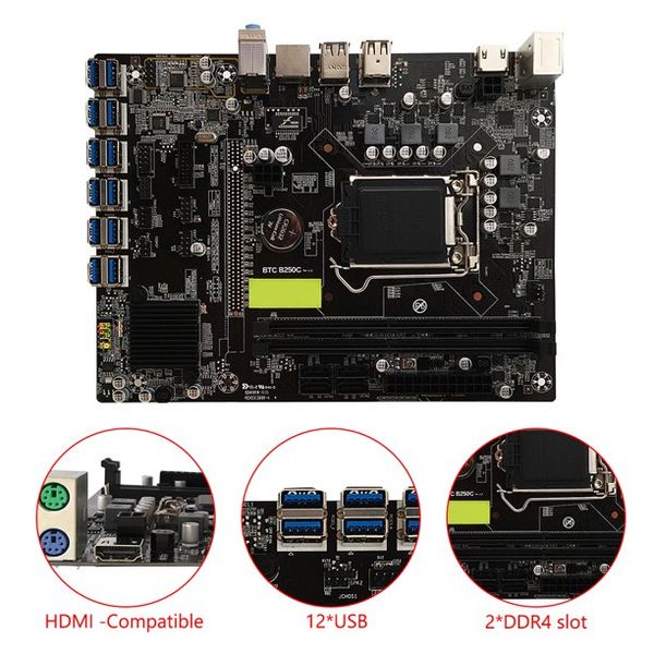 b250c btc 12p mining pc motherboard multi graphics card pcie 1x to usb3.0 interface lower the cost support lga 1151 core 6 7 cpu
b250c btc 12p mining pc motherboard multi graphics card pcie 1x to usb3.0 interface lower the cost support lga 1151 core 6 7 cpu