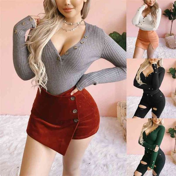 long sleeve t-shirts women casual deep v neck buttons slim tees female spring autumn solid basic knit pullover t-shirt 210522, White
long sleeve t-shirts women casual deep v neck buttons slim tees female spring autumn solid basic knit pullover t-shirt 210522, White