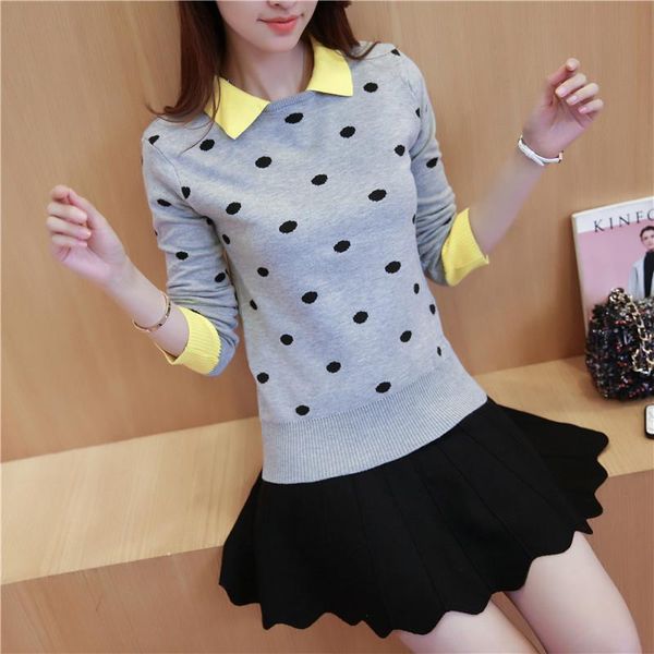women's sweaters the fashion dot cotton crewneck sweater pullover shirt outside ride, White;black
women's sweaters the fashion dot cotton crewneck sweater pullover shirt outside ride, White;black