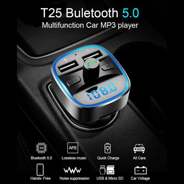 car audio vodool t25 wireless bluetooth 5.0 fm modulator transmitter smart voice navigation mp3 player fast charging dual usb charger
car audio vodool t25 wireless bluetooth 5.0 fm modulator transmitter smart voice navigation mp3 player fast charging dual usb charger