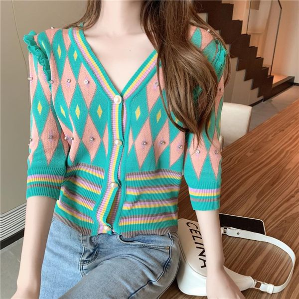 women's knits & tees small fragrant wind short-sleeve summer thin cardigan jacket 2021 short sweater knit nail bead decoration, White
women's knits & tees small fragrant wind short-sleeve summer thin cardigan jacket 2021 short sweater knit nail bead decoration, White