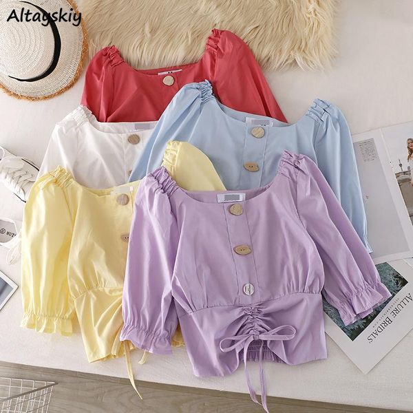 women's blouses & shirts women summer crop 5 colors design sweet retro all-match casual ulzzang ladies holiday button college trendy in, White
women's blouses & shirts women summer crop 5 colors design sweet retro all-match casual ulzzang ladies holiday button college trendy in, White