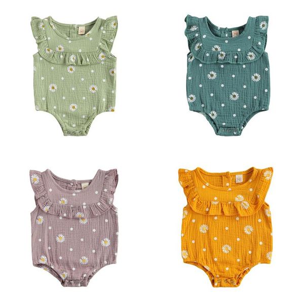 jumpsuits born baby girls fashion sleeve daisy print romper stylish for children, Blue